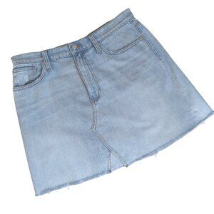 MADEWELL Rigid Distressed Raw Hem Cotton Denim A-Line Mini Skirt 32 Light Wash